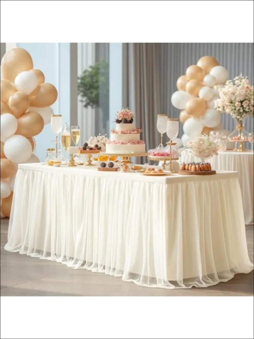 Tulle Tablecloth Tutu Table Skirt for 6 Foot Rectangle Tables Ruffle